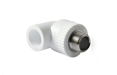 Угольник комб. 90* ПП d=20х1/2 наруж. резб. (под сварку белый) PRO AQUA